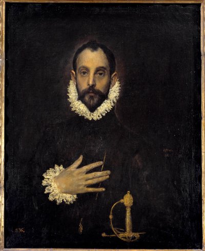 Portret van een heer met een hand op de borst door El Greco