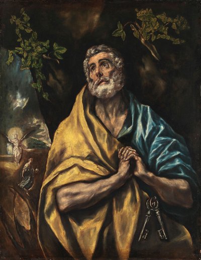 Heilige Petrus berouwvol, ca. 1590 door El Greco