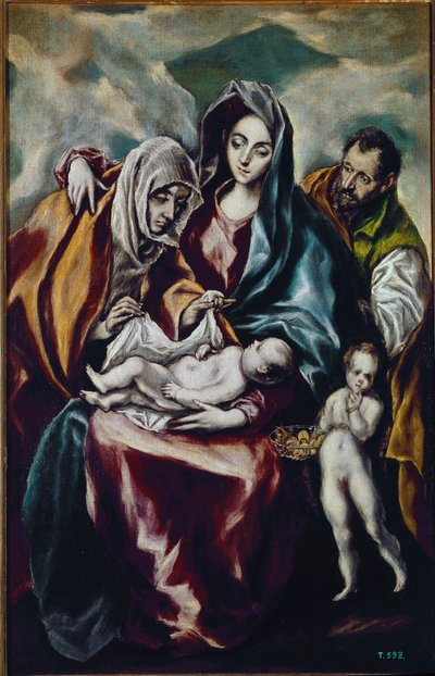 Maagd en Kind (de Heilige Familie met Johannes de Doper en Sint Anna) door El Greco