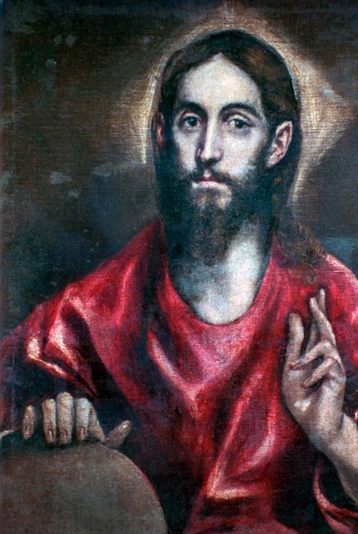 Christus zegent de Verlosser van de Wereld, 17e eeuw door El Greco