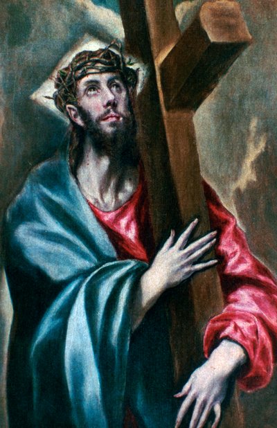 Christus Omhelst het Kruis, 1600-1610 door El Greco