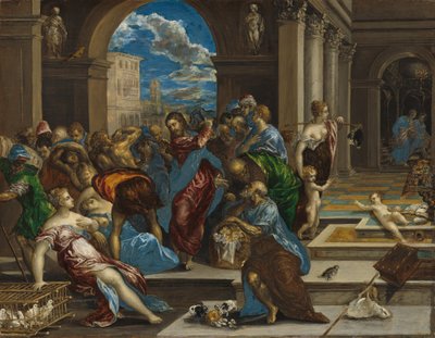 Christus Reiniging van de Tempel, waarschijnlijk voor 1570 door El Greco