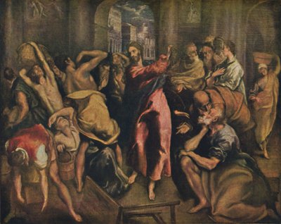 Die Tempelreinigung, Christus reinigt de tempel, ca. 1570, 1938 door El Greco