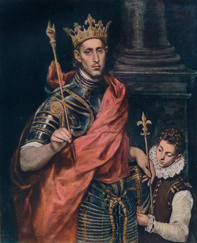 St. Louis koning van Frankrijk met een page, ca. 1590 door El Greco
