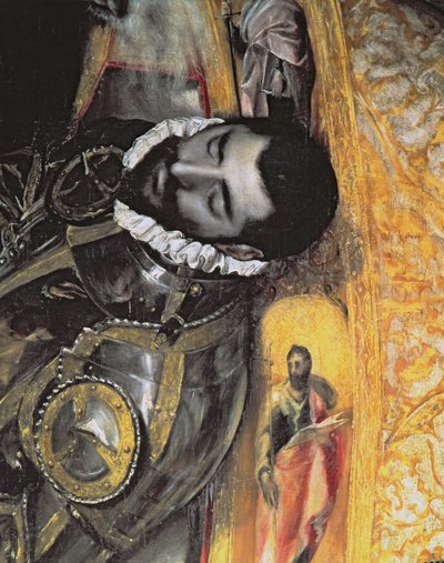De Begrafenis van Graaf Orgaz, uit een legende van 1323, de graaf (detail) door El Greco