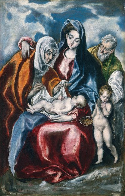 De Heilige Familie met Sint Anna en de Jonge Johannes de Doper, ca. 1595-1600 door El Greco