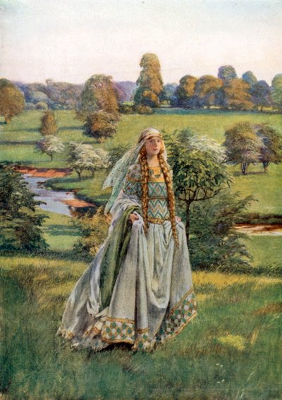 Guinevere. Tennyson (kleurenlitho) door Eleanor Fortescue-Brickdale