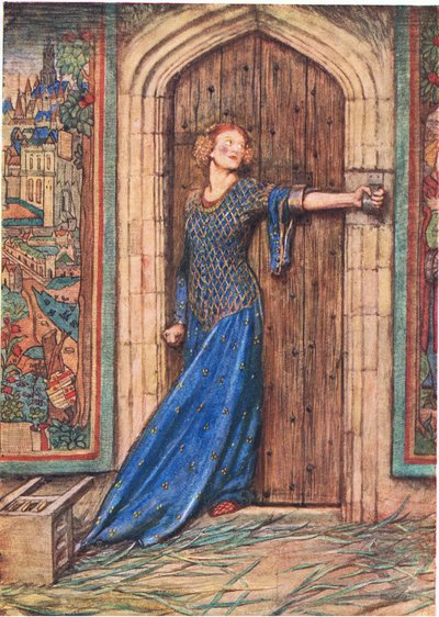 Kate Barless: De Tragedie van de Koning: En geen barrière behalve mijn arm had ik (litho) door Eleanor Fortescue Brickdale
