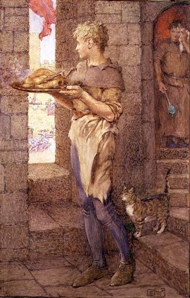 "Zo onderging Gareth voor Glorie het Roetige Juk van Keuken Dienstbaarheid" door Eleanor Fortescue Brickdale