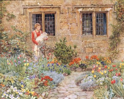 Moeder en kind in een bloementuin door Eleanor Fortescue Brickdale