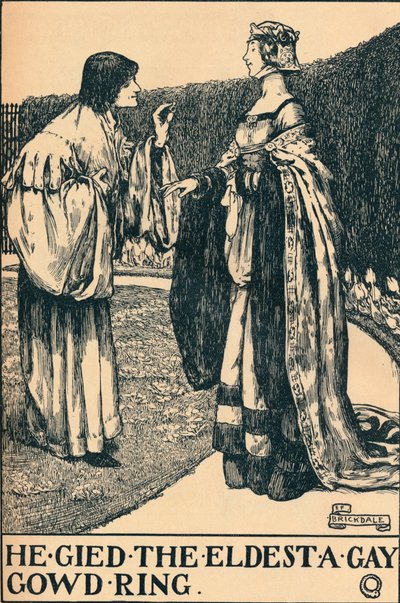 Illustratie bij De Twee Zusters van Binnorie, ca. 1900 door Eleanor Fortescue Brickdale