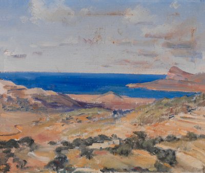Kust met blauwe zee, n.d. door Eleanor Harris