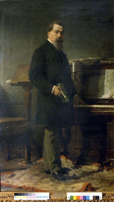 Amilcare Ponchielli (1834 - 1886). Italiaanse componist. Schilderij door Eleuterio Pagliano. door Eleuterio Pagliano