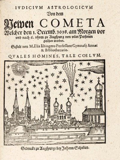 Een nieuwe komeet gezien vanuit Augsburg, Duitsland op 1 december 1618, uitgegeven in 1618 door Elias Ehinger 1573 1653.