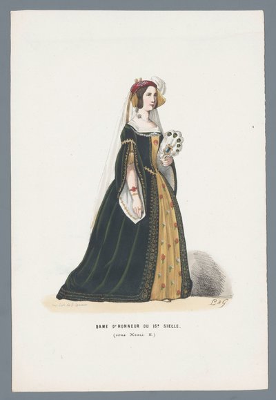 Hofdame uit de 16e eeuw (onder Hendrik II) door Elias Spanier