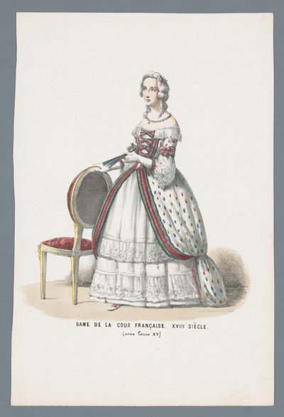 Dame de la Cour Française. XVIII Siècle (sous Louis XV) door Elias Spanier