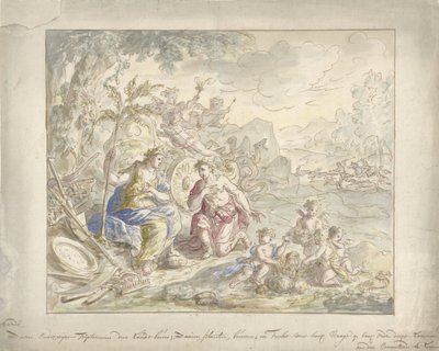 Ontwerp voor een kamerbeschildering met allegorie op de Aarde door Elias van Nijmegen
