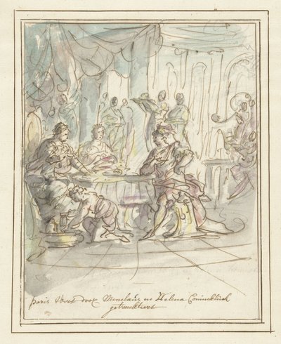 Paris onthaald door Menelaüs en Helena door Elias van Nijmegen