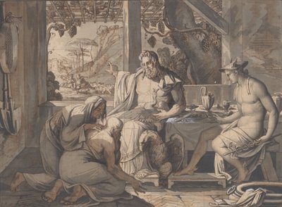 Jupiter en Mercurius onthullen zich aan Philemon en Baucis, 1809 door Elie Honore Montagny