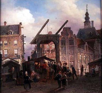 Stad en Ophaalbrug door Elies Pieter van Bommel