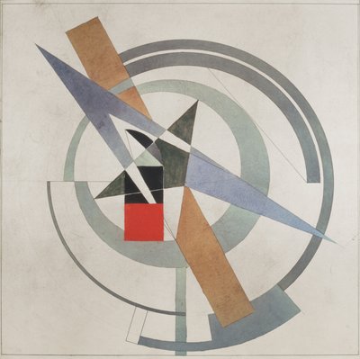 Wig met rood vierkant door Eliezer Markowich Lissitzky