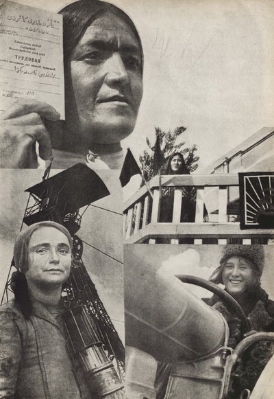 Sovjetvrouw. Illustratie uit USSR Bouwt Socialisme, 1933 door Eliezer Markowich Lissitzky
