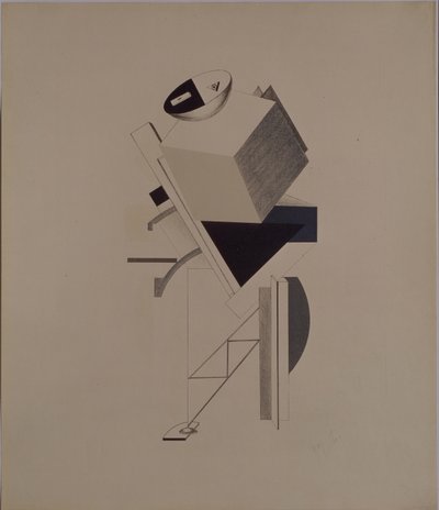Sterke man. Beeldje voor de opera Overwinning op de zon door A. Kruchenykh, 1920-1921 door Eliezer Markowich Lissitzky