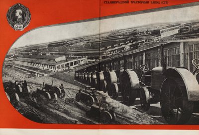 De Stalingrad Tractorfabriek. Illustratie uit USSR Bouwt Socialisme door Eliezer Markowich Lissitzky