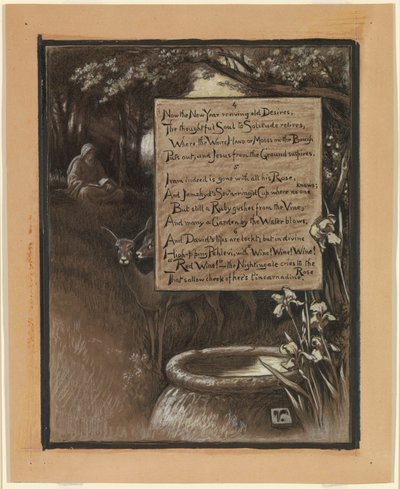 (Illustratie voor Rubáiyát van Omar Khayyám) De nadenkende ziel trekt zich terug in de eenzaamheid door Elihu Vedder