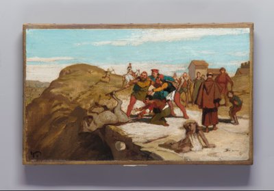 De fabel van de molenaar, zijn zoon en de ezel door Elihu Vedder