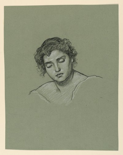 Tekening, Hoofd van een vrouw, ca. 1885 door Elihu Vedder