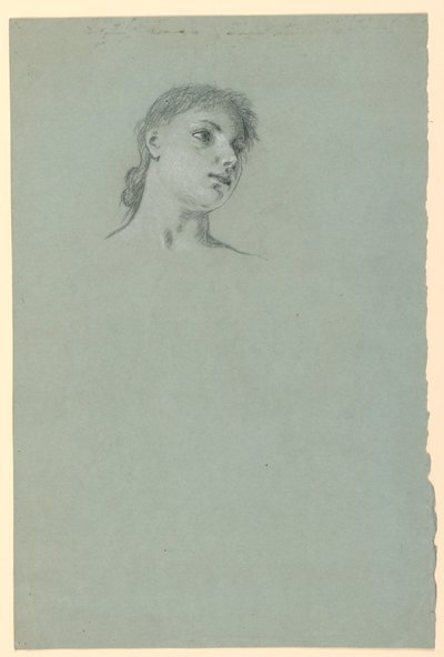 Tekening, Studie van een meisje, ca. 1885 door Elihu Vedder
