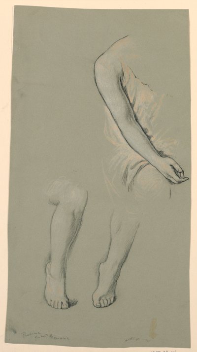 Tekening, details figuur, ca. 1885 door Elihu Vedder