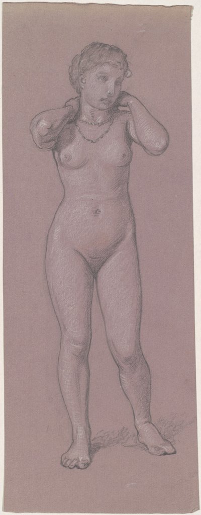 Vrouwelijk naakt met ketting, 1870s-1880s door Elihu Vedder