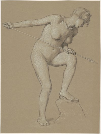 Meisje dat een Dolfijn Spietst door Elihu Vedder