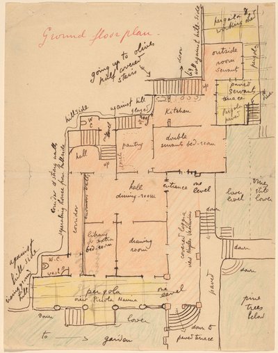 Begane Grond Plattegrond voor Torre Quatro Venti door Elihu Vedder