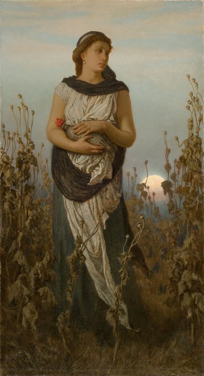 Herinnering (Meisje met Klaprozen) door Elihu Vedder