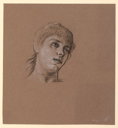 Portretschets van een Jong Meisje door Elihu Vedder