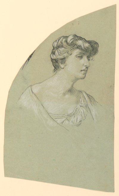 Portretschets van een jonge vrouw door Elihu Vedder