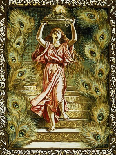 Prang ontwerp voor Kerstmis door Elihu Vedder