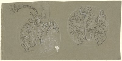 Blad met studies voor Huntington Plafond door Elihu Vedder