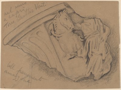 Schets van een fragment van een muur in Capri door Elihu Vedder