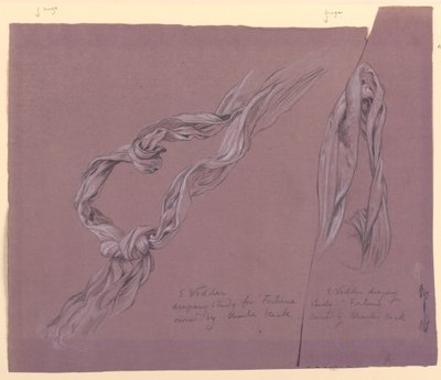 Studies van draperie van "Fortune" door Elihu Vedder