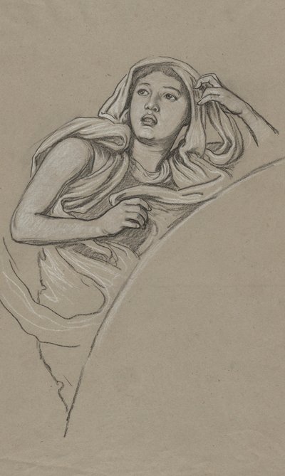 Studie voor figuur rechts van Luna door Elihu Vedder