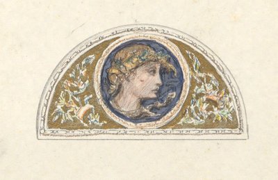 Studie voor Lunet met Vrouwelijk Hoofd door Elihu Vedder