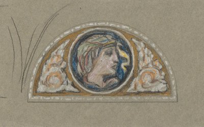 Studie voor Lunet met Vrouwelijk Hoofd door Elihu Vedder