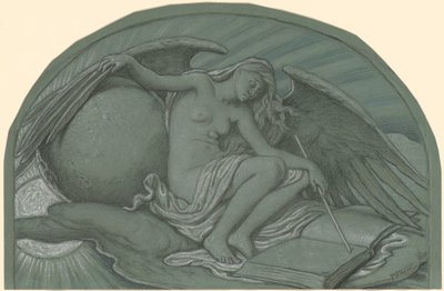 Studie voor De zonsverduistering door de maan door Elihu Vedder