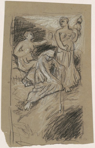 Studie voor "De Schikgodinnen die de Sterren Verzamelen" door Elihu Vedder