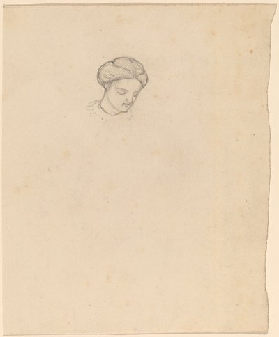 Studie van een meisjeshoofd, ca. 1858 door Elihu Vedder