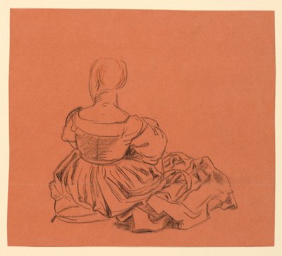 Studie van een zittende vrouw in kostuum door Elihu Vedder